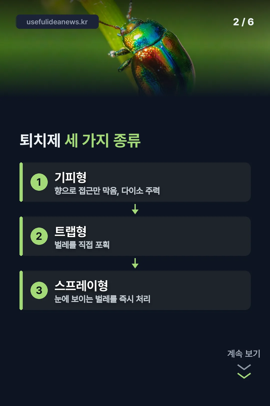퇴치제 세 가지 종류